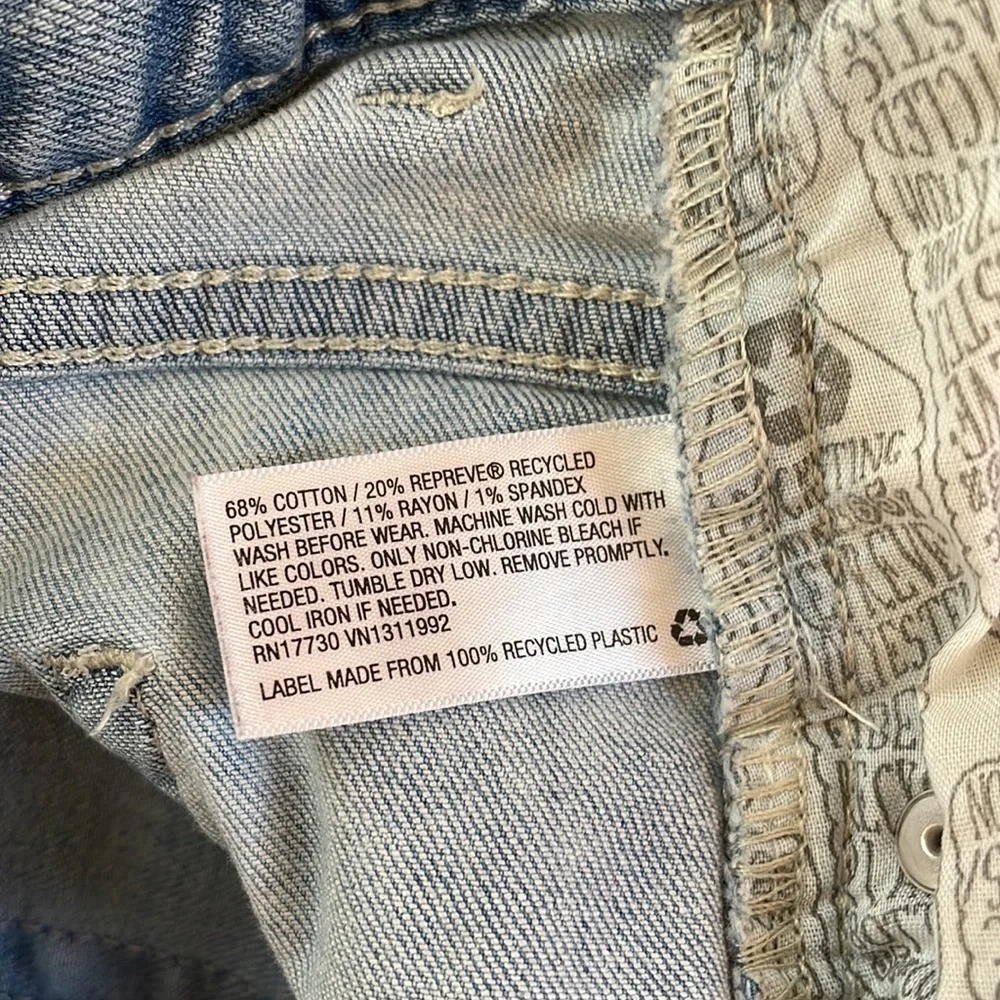 Cat & Jack Stretch Crop Denim BlueJeans Youth Girls 14 Adjustable Waist Raw Hem